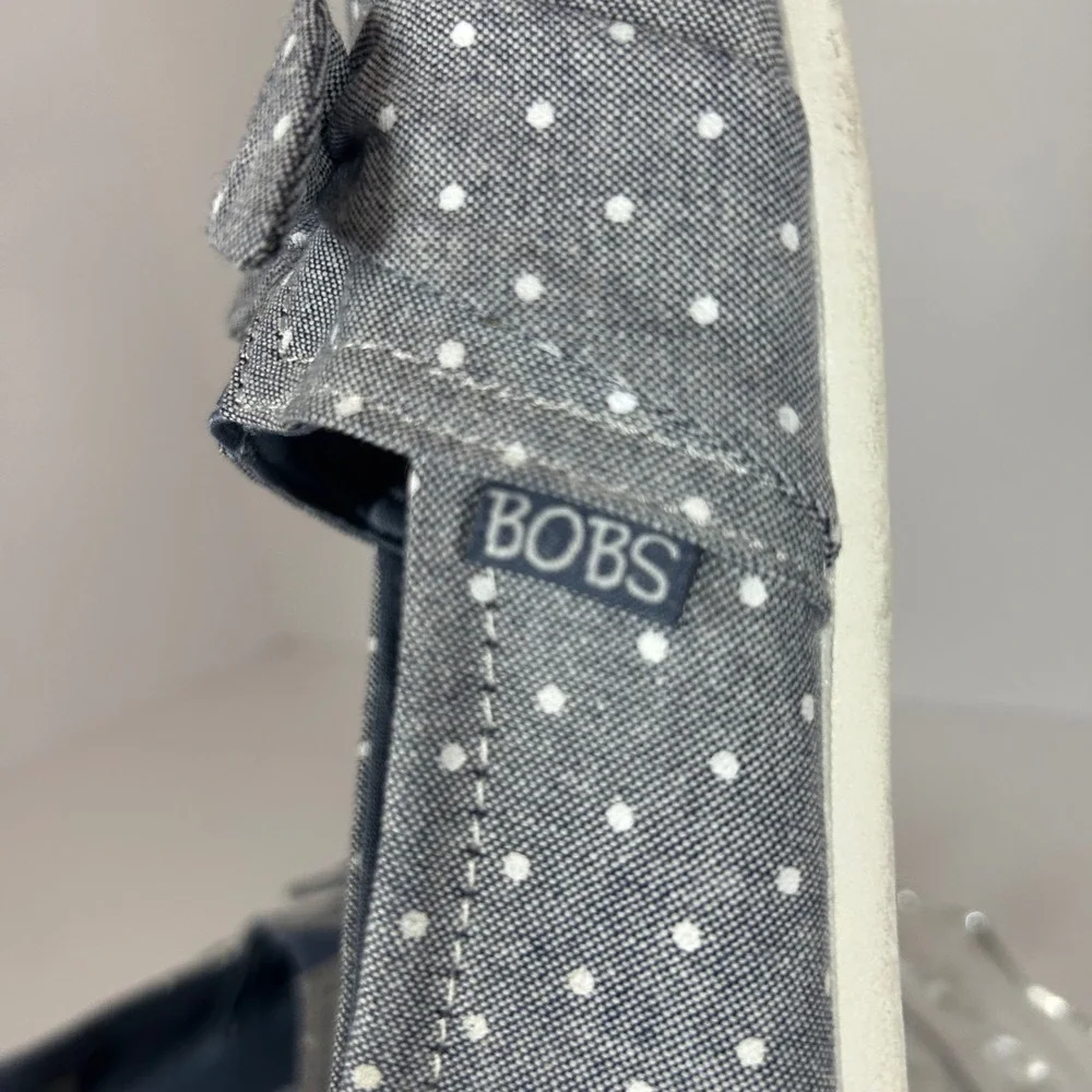 BOBS from Skechers Polka Dot Bow Slip On Casual Comfort Shoes Womens Size‎ 7.5